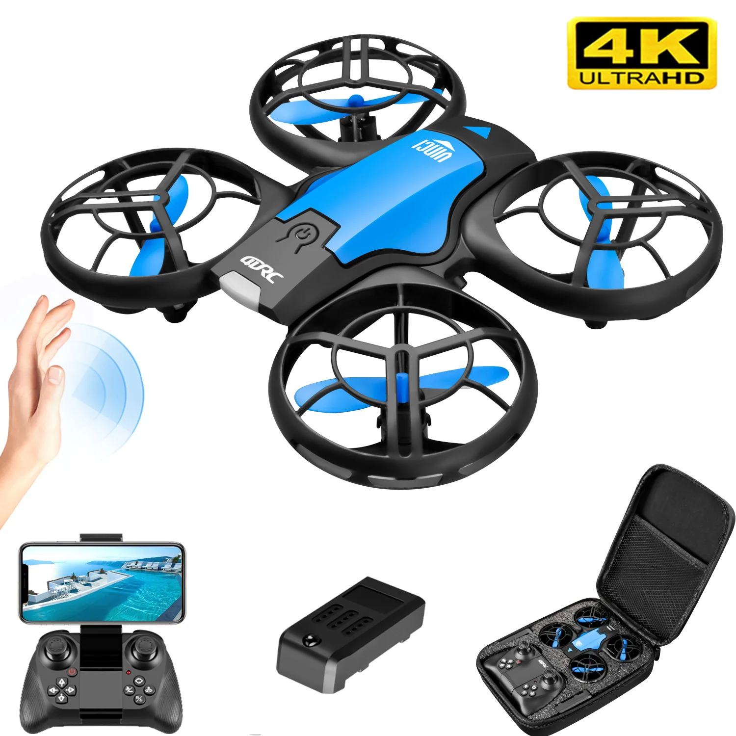 Drone Camera 4K - V8新型ミニドローン 4KプロフェッショナルHD 1080P広角カメラ WiFi FPV RCドローン