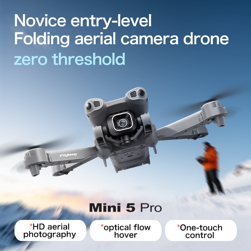 Drone Camera Vlog - オリジナルミニ5ドローン 8K HDデュアルカメラ RCブラシレスモーター 障害物回避機能付き 折りたたみ式クアッドコプター