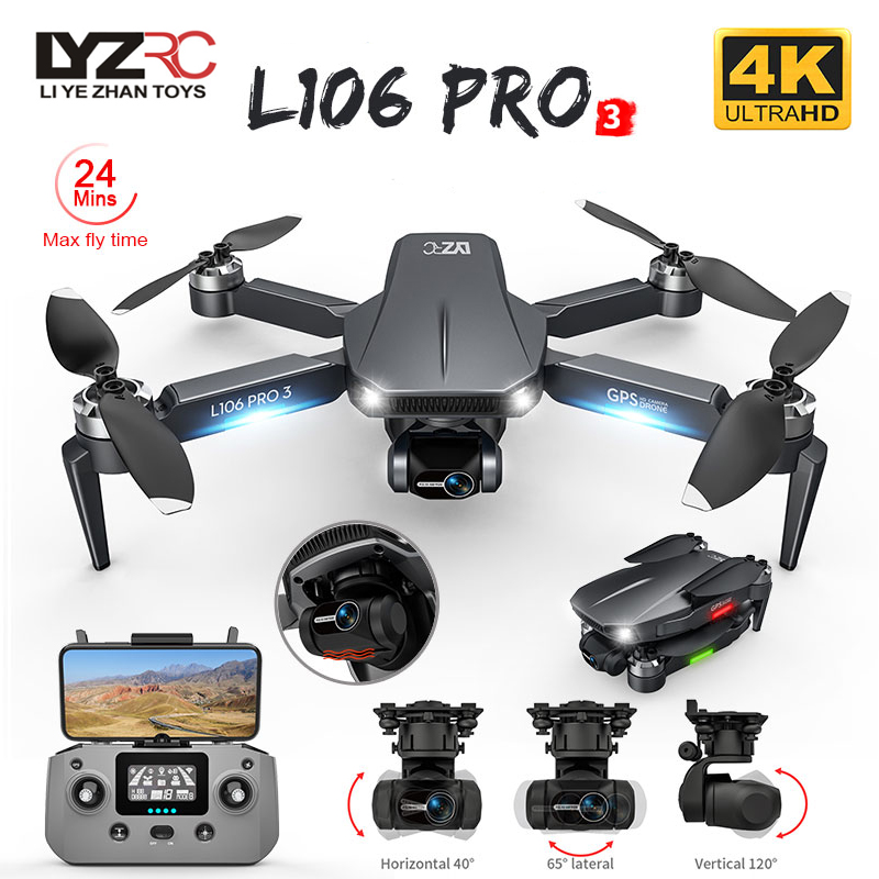 Drone Camera 4K - ドローンL106pro 3,4K 5g,wifi,fpv,折りたたみ式GPS,rcクワッドコプター,プロのブラシレス,ヘリコプター,おもちゃ