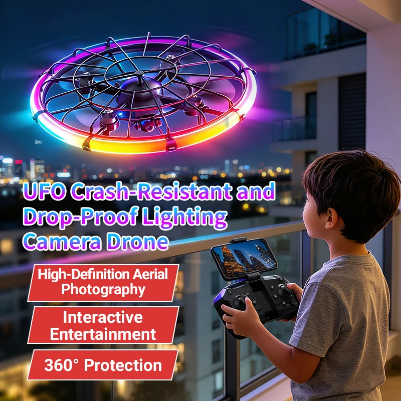Drone Camera Case - JJRC H145 UFO RCドローン、デュアルHDレンズ、RGBフローライト、フルボディプロテクション、空撮クアッドコプター玩具