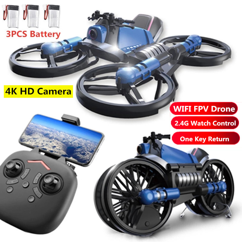 Wifi,fpv uavオートバイ2 in 1,ドローン,4 - Drone Camera Wide Angle のレビューと価格
