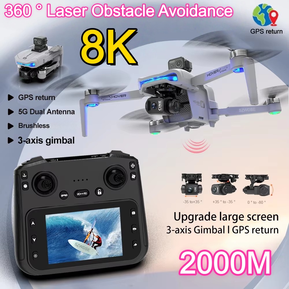2KM三軸ジンバルドローン 8K HDデュアルカメラ デュア - Drone Camera With Gimbal のレビューと価格